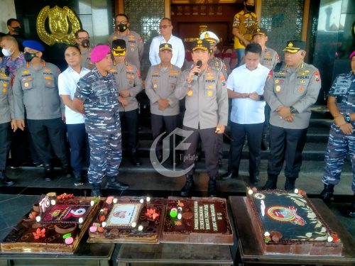 foto: Kedatangan Prajurit Pasmar 2 pada hari ulang tahun Bhayangkara Polri ke-76