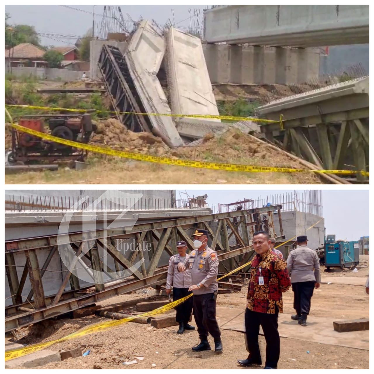 foto: Proyek jembatan di Cikarang Timur ambruk
